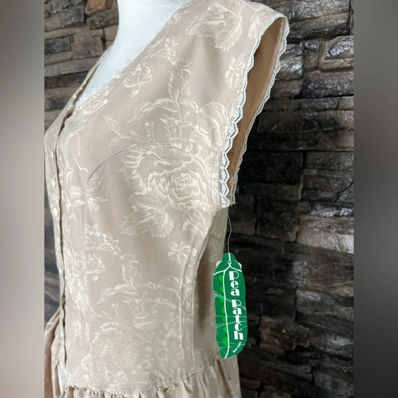 Sea Tan and Cream Buttoned Midi Sundress - Picture 5 of 15